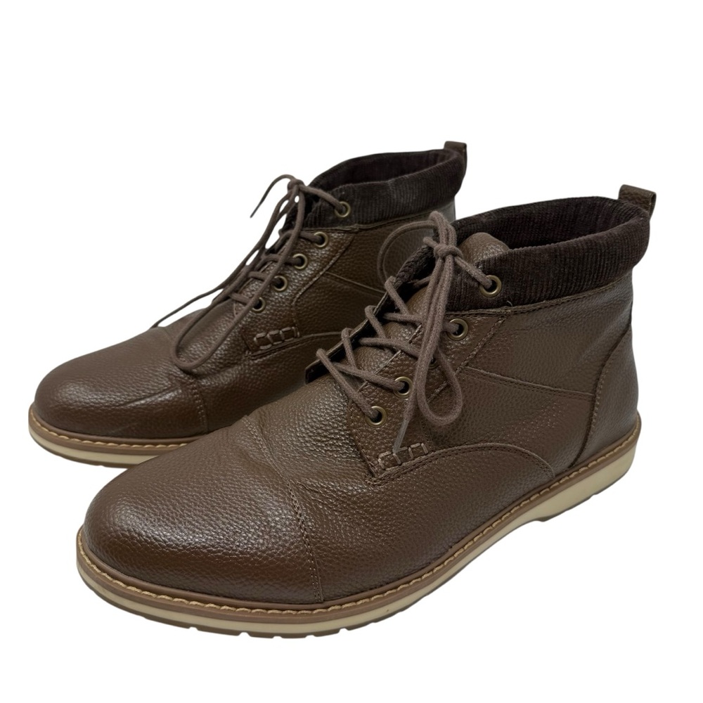 Flex Step Mens Size 10.5 Brown Ankle Chukka boots Harrison pebbled comfort shoes